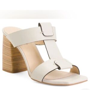 ANA PALMA T-band Slide On Block Heel Made In Spain Leather Sandals Heels Shoes